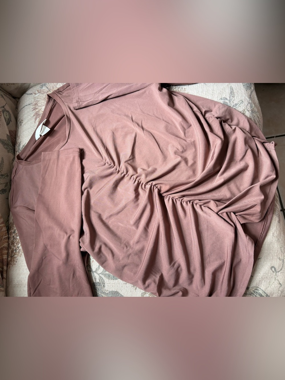 H&M Ruched Long-Sleeve Tunic Top - Dusty Rose